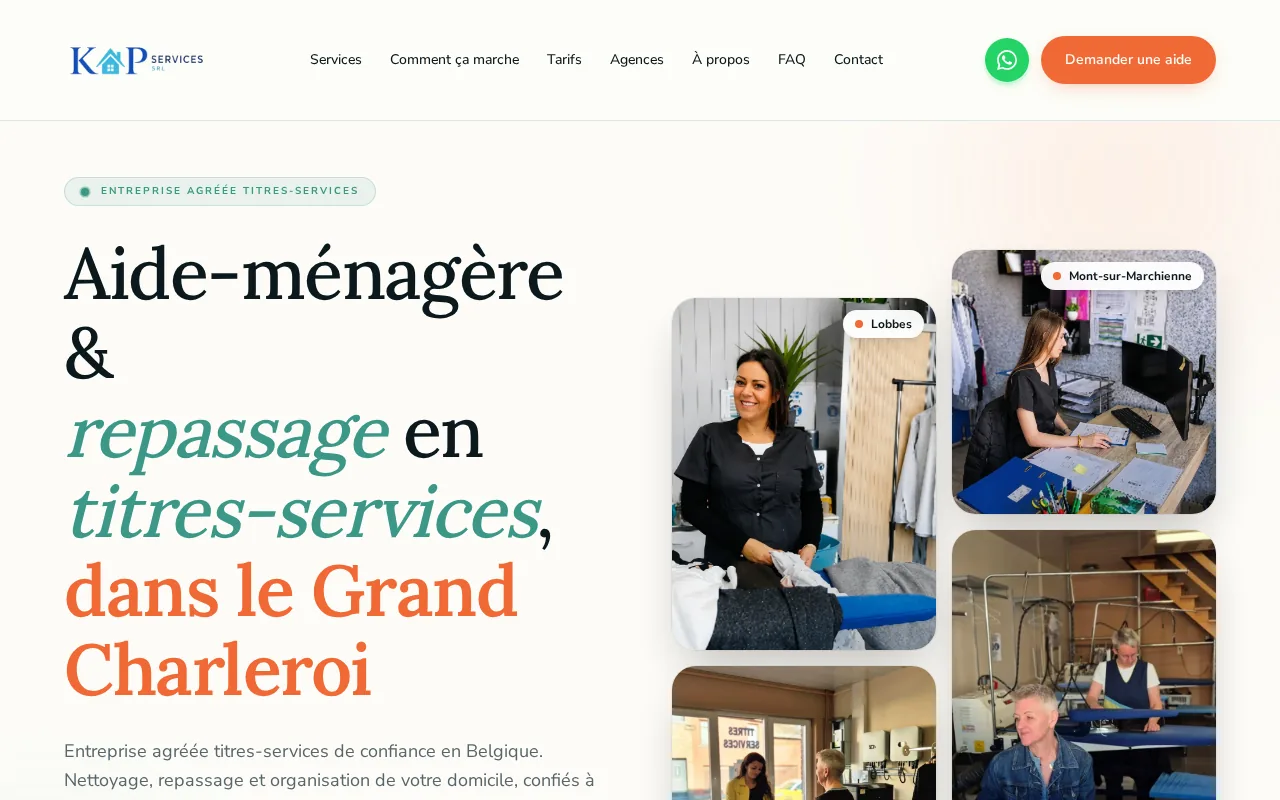 Site web kap-services.be réalisé par PC Dépannage Courcelles